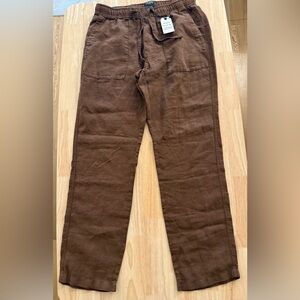 NWT Todd Snyder Men’s Brown Linen Beach Pant size Medium